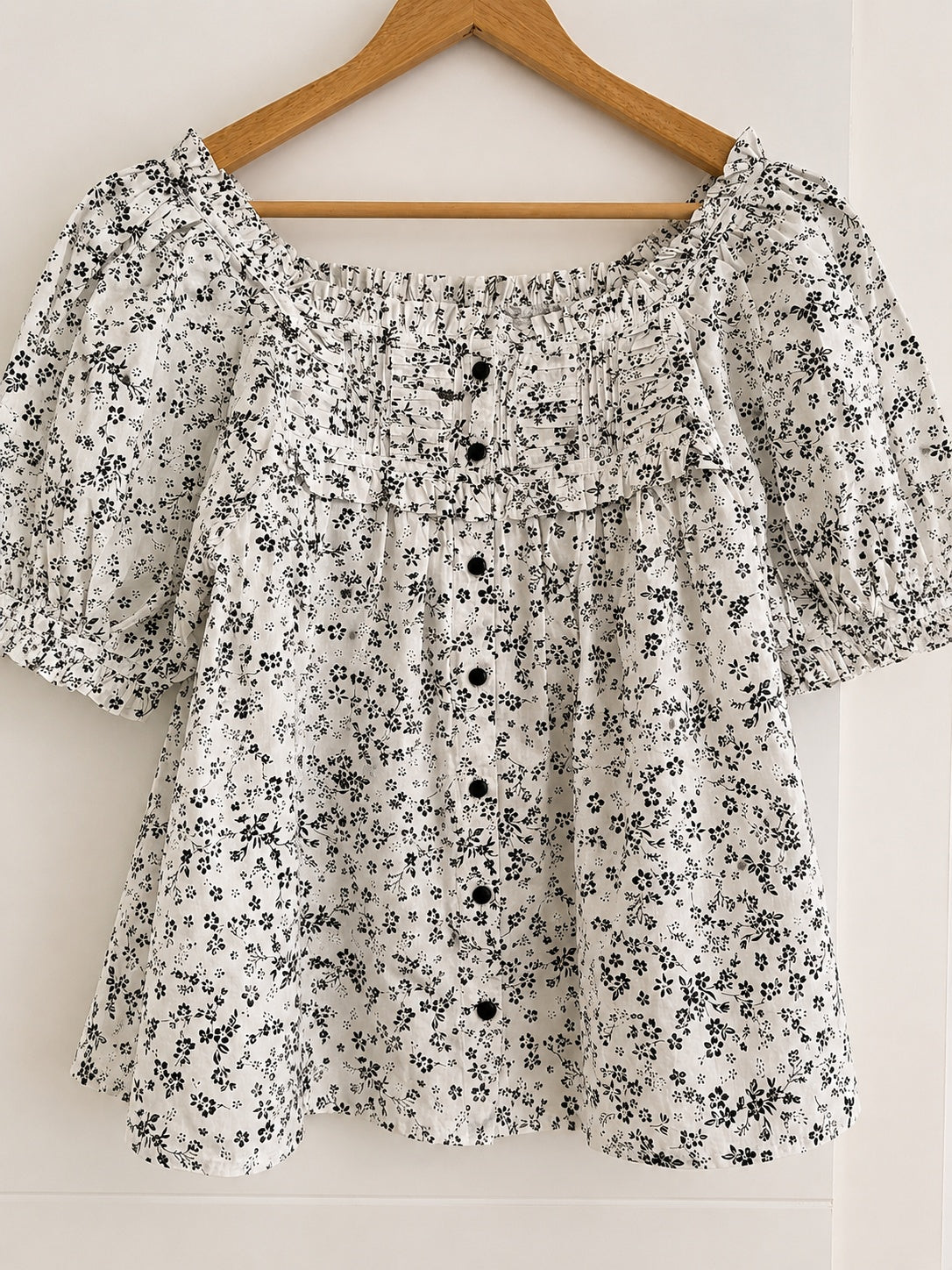 Blusa Floral Popelín Manga Abullonada