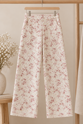 Pantalón Élise de mujer con estampado floral, algodón y bordado inglés, hecho artesanalmente | Leo & Magnolia