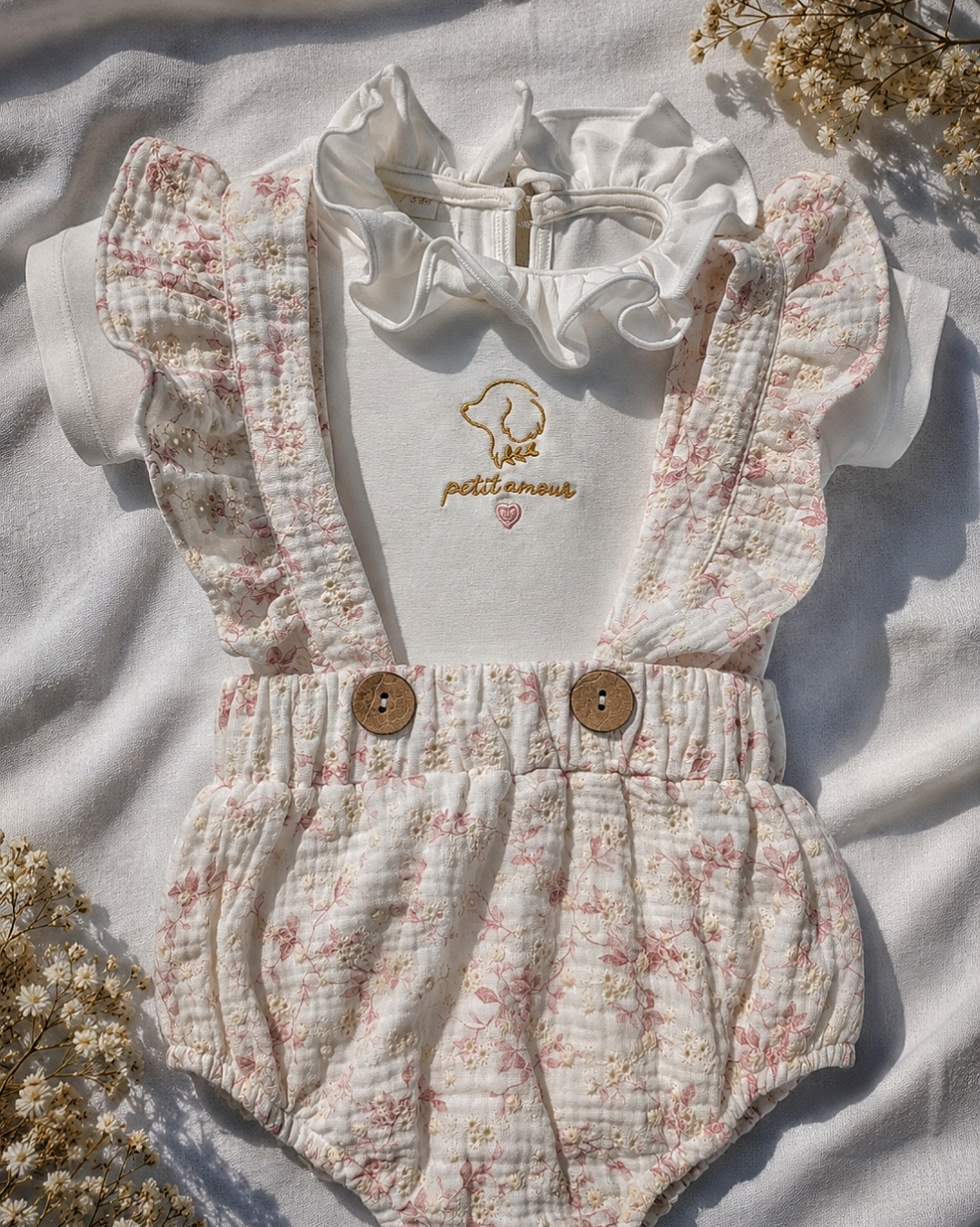 Body Camille Petit Amour con bordado artesanal en hilo dorado - Leo & Magnolia