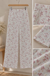 Detalles del pantalón Élise de algodón con bordado inglés, estampado floral y acabado artesanal | Leo & Magnolia